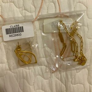 Tocara stainless steel 14k gold finish with DiAmi stones earrings and necklace